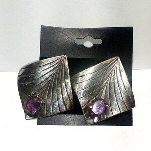 Sterling and Amethyst Earring Fish Hooks